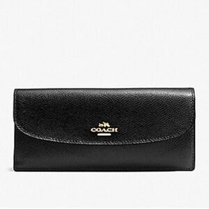 Coach Black Leather Slim Wallet Minimalist Design- NWT